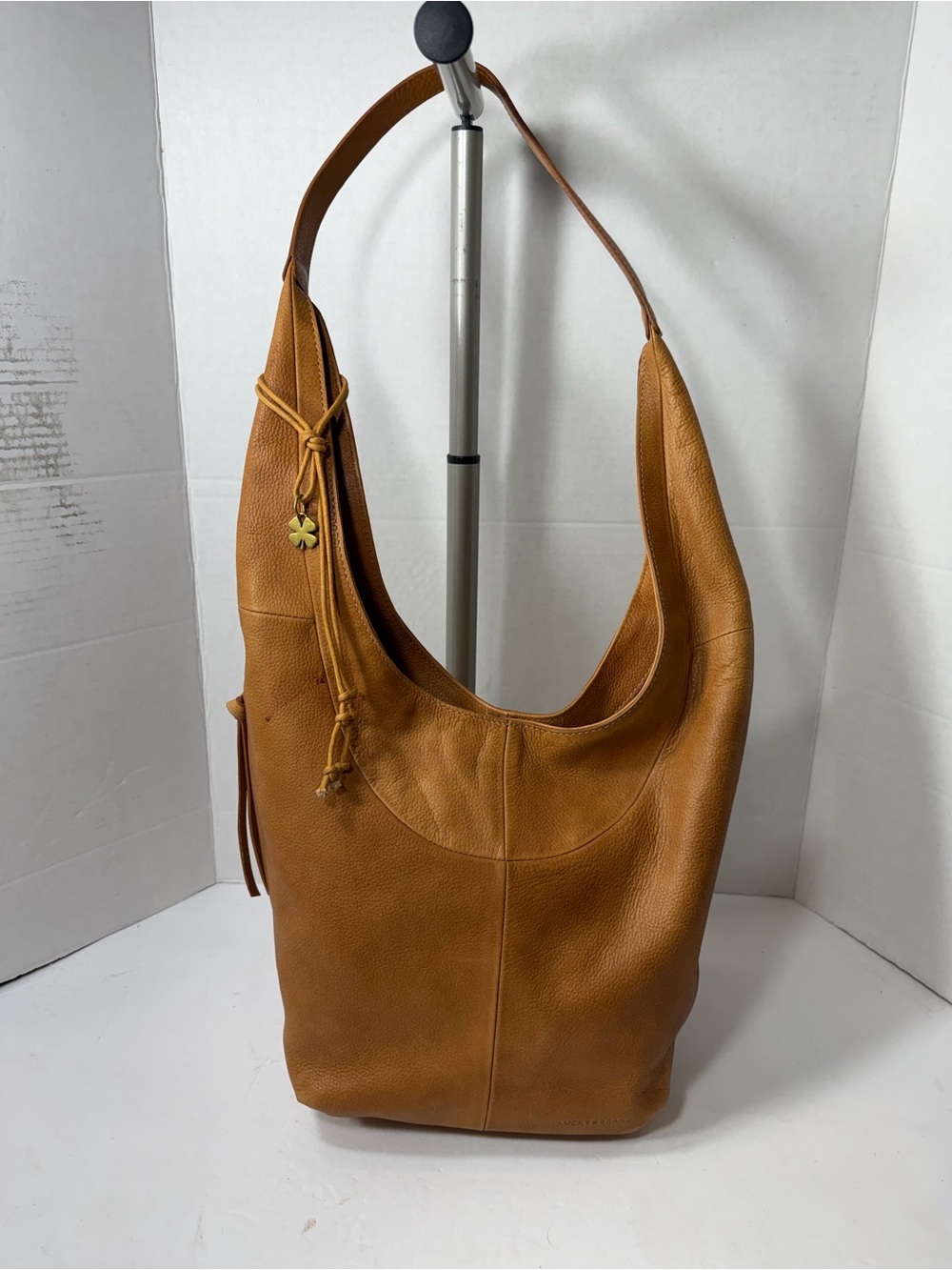 Lucky brand Leather Shoulder Hobo Bag in Cognac Brown